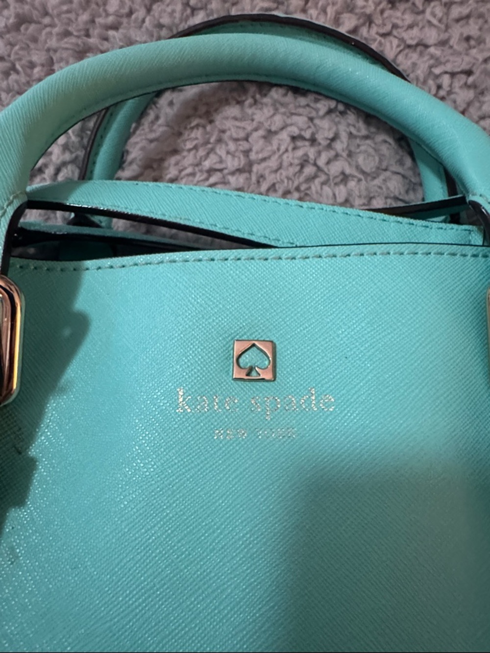 kate spade turquoise satchel with gold hardware - Picture 2 of 6